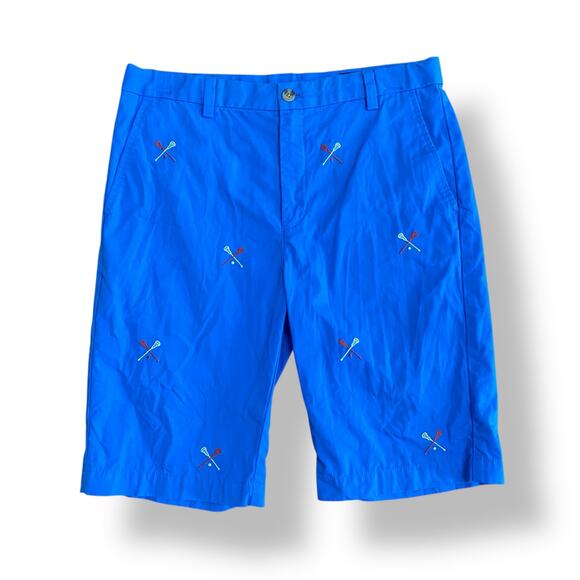 Vineyard‎ Vines Boys Blue Lacrosse Embroidered Shorts Size 16 Preppy - Picture 1 of 11